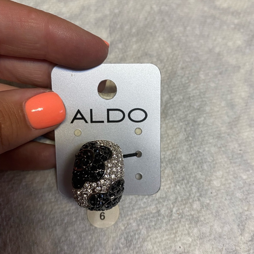 Aldo Black and White Faux Diamond Ring